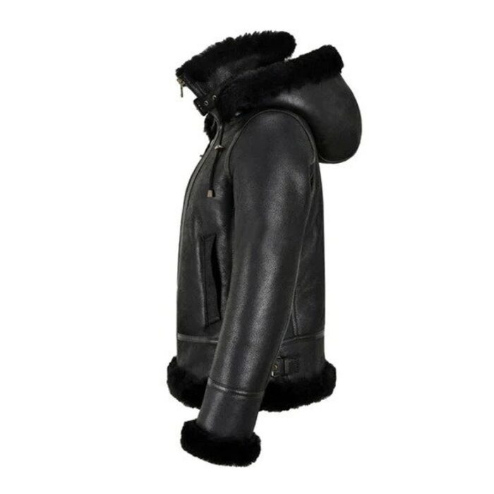 Women B3 Hooded Black Sherpa Jacket