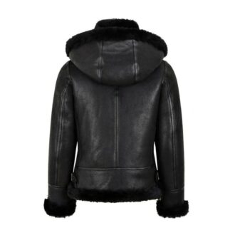 Women B3 Hooded Black Sherpa Jacket