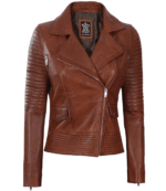 Zoe Brown Cafe Racer Leather Jacket