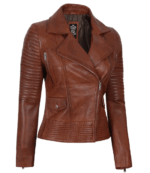 Zoe Brown Cafe Racer Leather Jacket