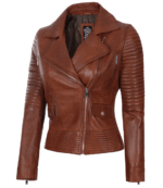 Zoe Brown Cafe Racer Leather Jacket