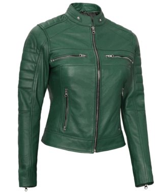 Zoe Green Biker Leather Jacket