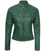 Zoe Green Biker Leather Jacket