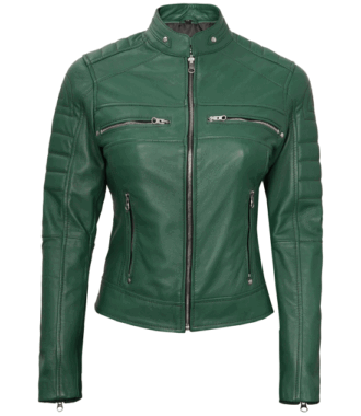 Zoe Green Biker Leather Jacket