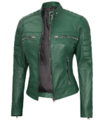 Zoe Green Biker Leather Jacket