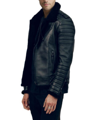 Morgan Shearling Black Biker Quilted Leather Jacket