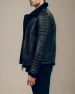 Morgan Shearling Black Biker Quilted Leather Jacket