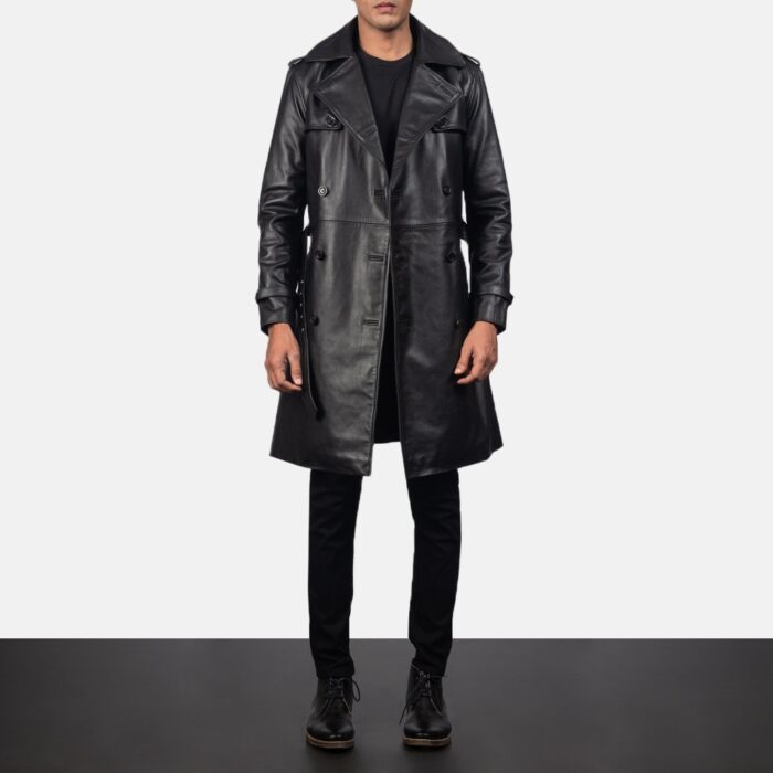 Mens Black Leather Duster Coat