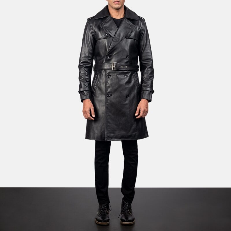 Mens Black Leather Duster Coat