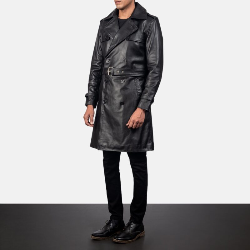 Mens Black Leather Duster Coat