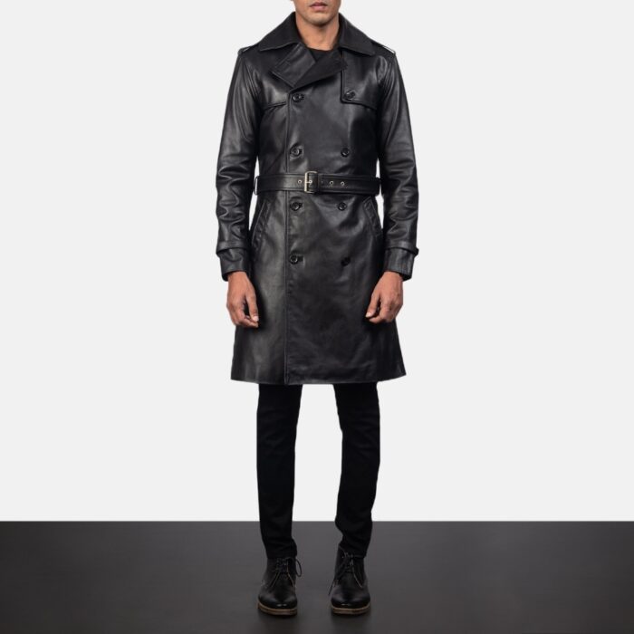 Mens Black Leather Duster Coat