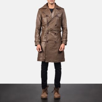 Mens Brown Leather Duster Coat