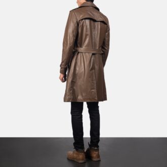 Mens Brown Leather Duster Coat