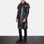 Mens Classic Black Leather Duster Coat