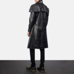 Mens Classic Black Leather Duster Coat