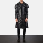 Mens Classic Black Leather Duster Coat